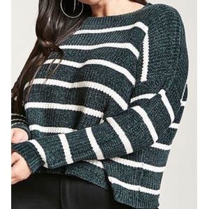 Plus size striped over sized sweater